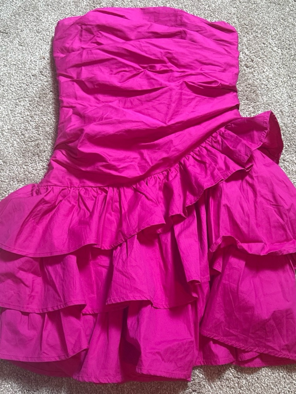Hello Molly Strapless Ruffle Mini Dress - Hot Pink